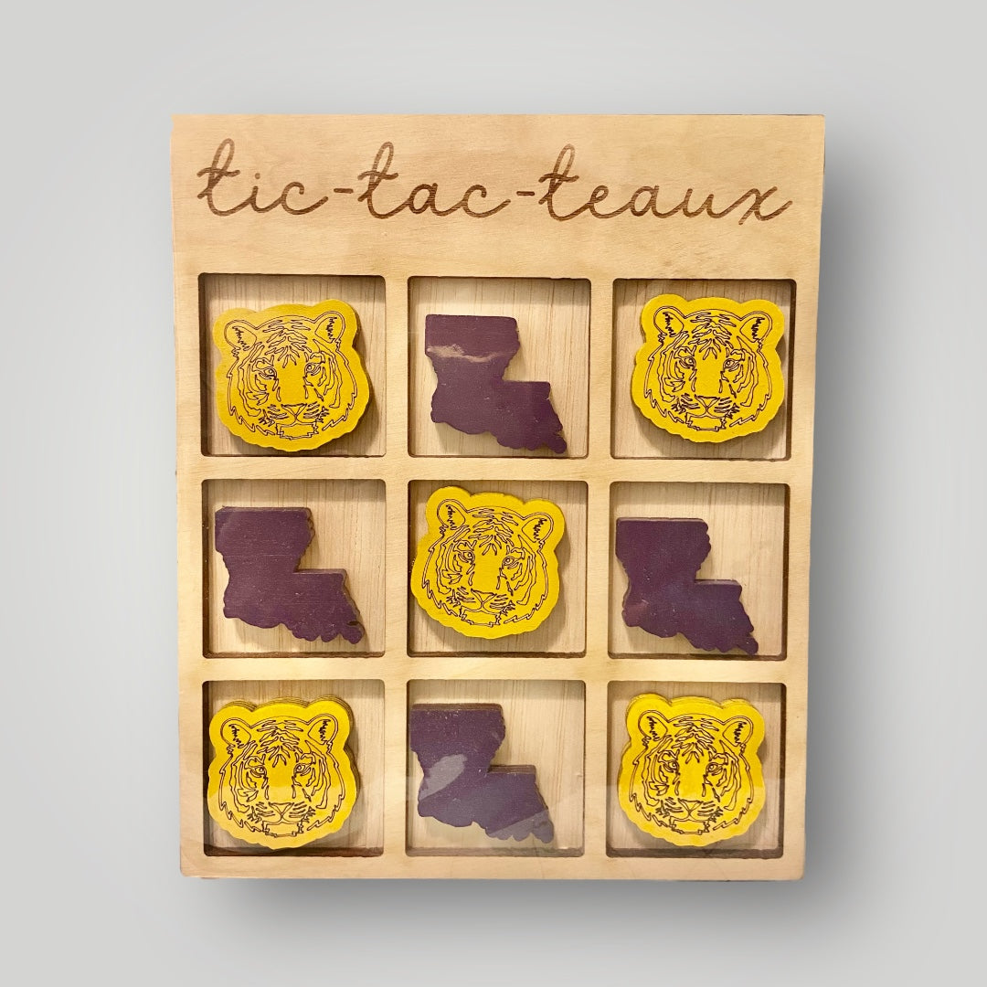 Tic Tac Teaux Board - Purple and Gold Louisiana Tiger