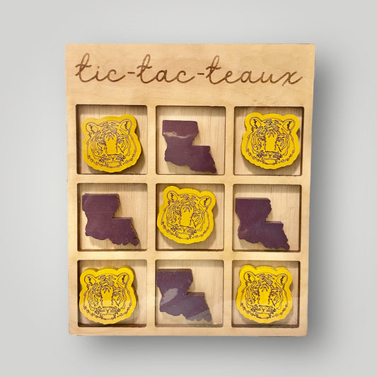 Tic Tac Teaux Board - Purple and Gold Louisiana Tiger
