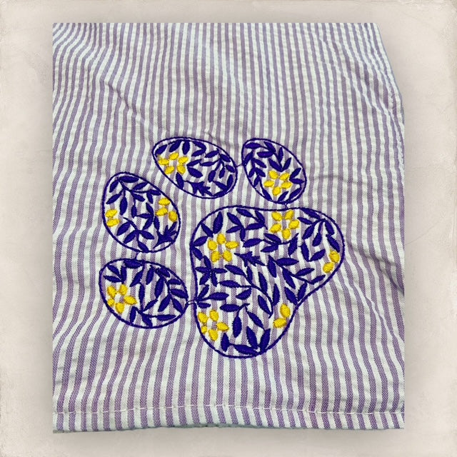 Purple & Gold Tiger Paw Print Minky Blanket - Purple