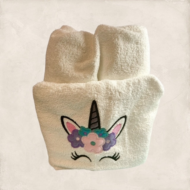 Unicorn Hooded Towel - Embroidered