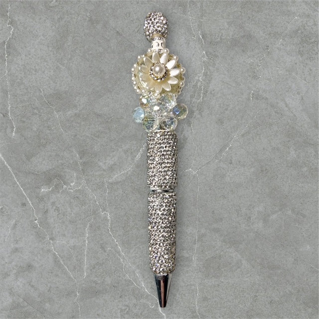 White Petal Luxe Beaded Pen