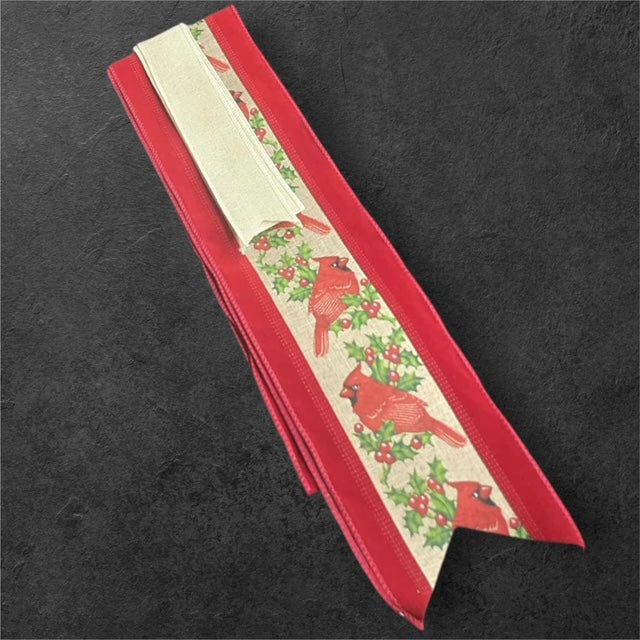 Winter Cardinal Cream - The Manor Ribbon Sash Collection
