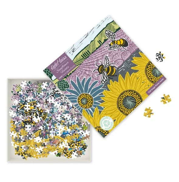 Sunflower Field puzzle box with illustrated sunflower artwork