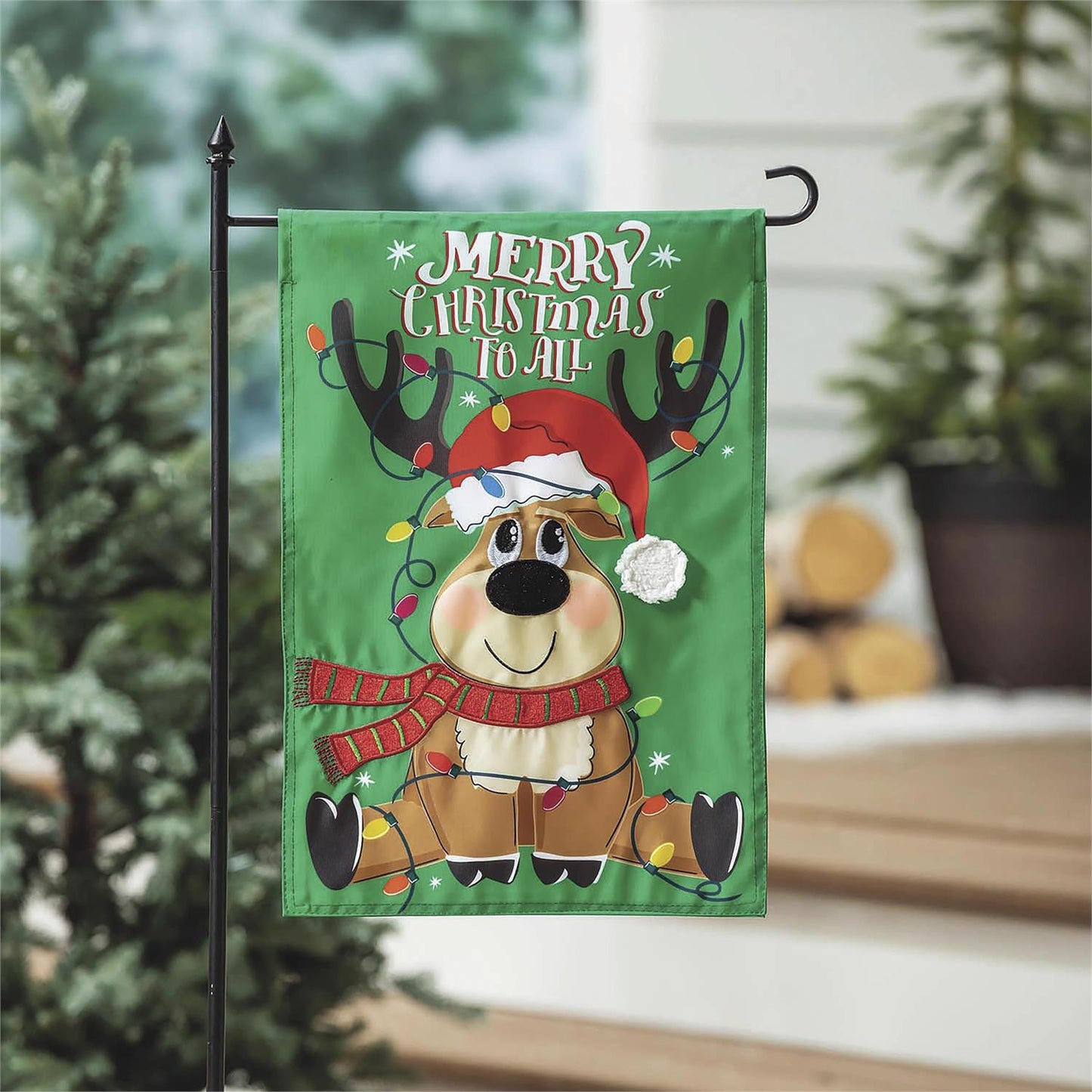 Merry Reindeer Garden Flag