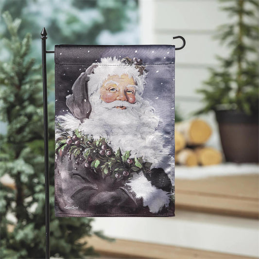 Santa In Winter-Flag