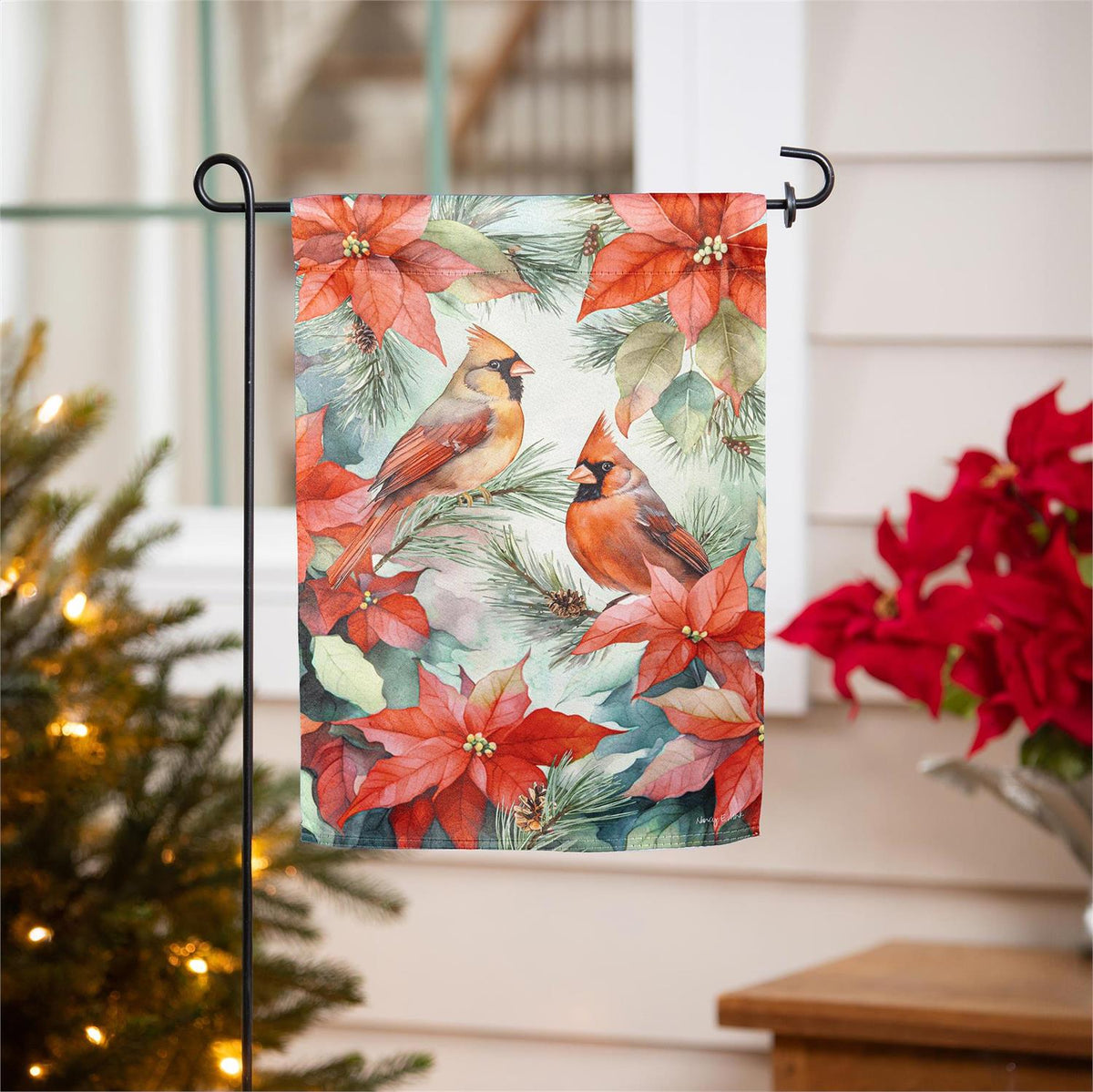 Cardinals in Winter Garden Flag