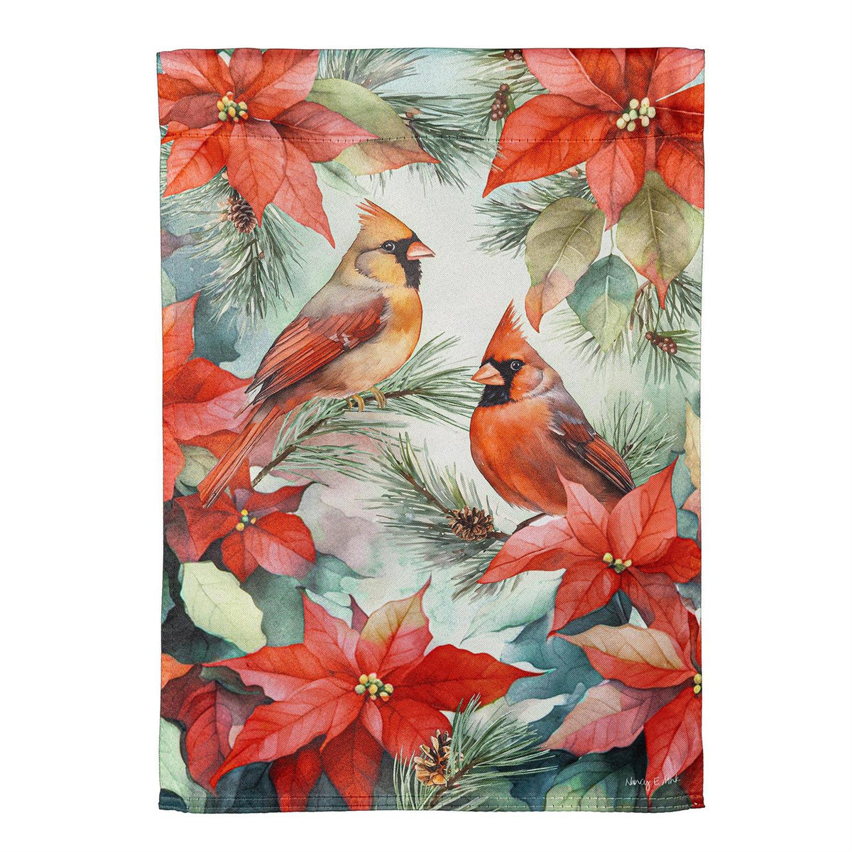 Cardinals in Winter Garden Flag