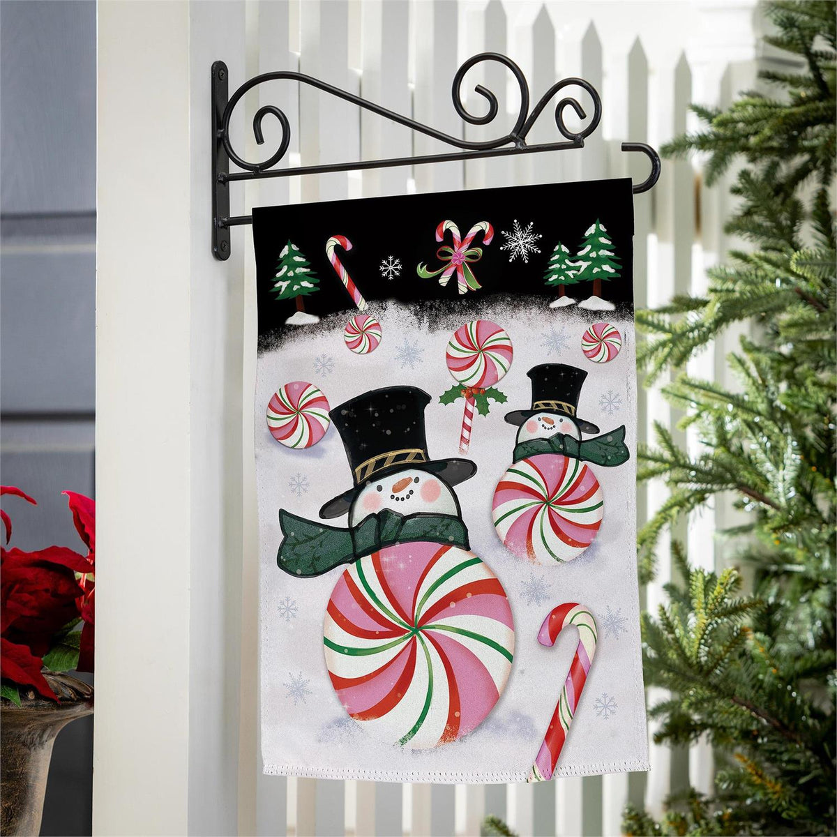 Peppermint Snowmen Garden Flag