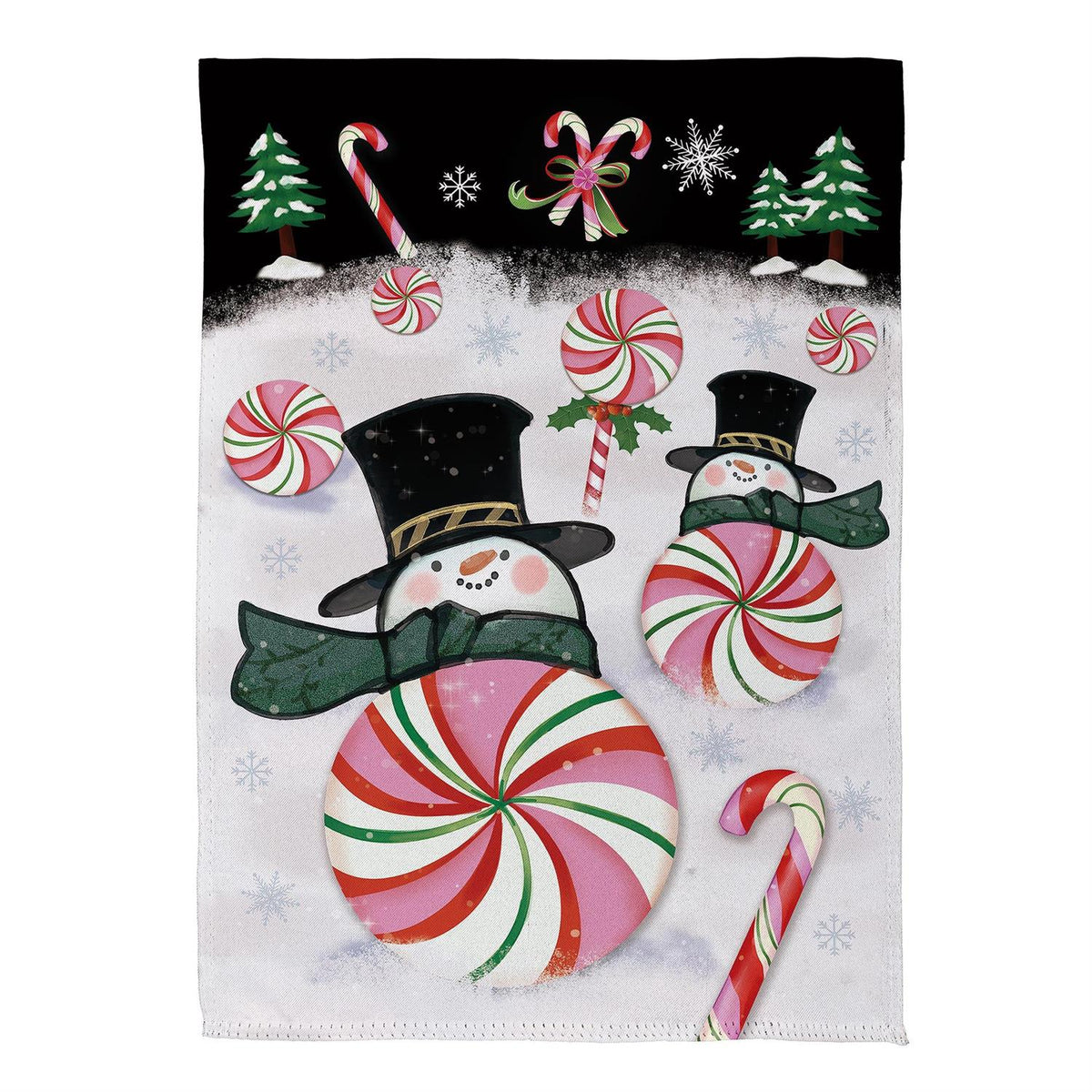 Peppermint Snowmen Garden Flag