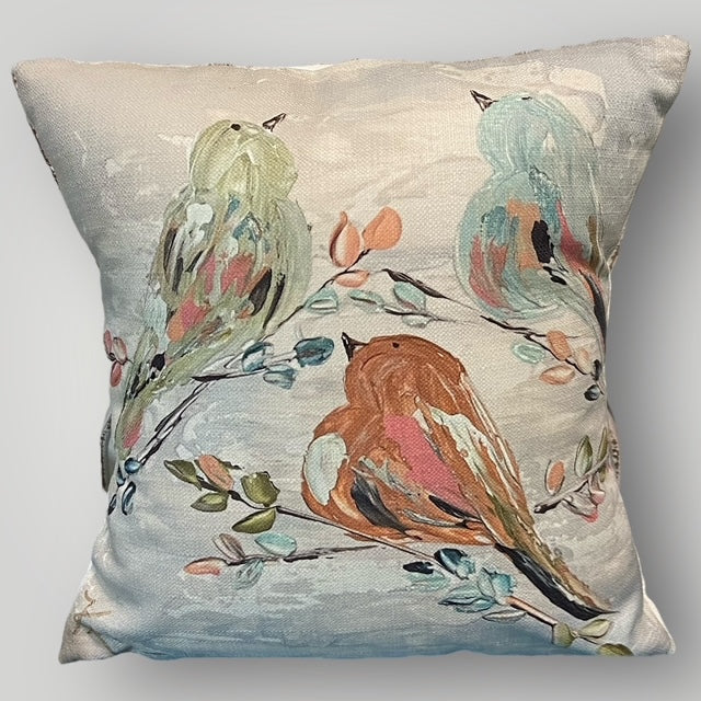 3 Birds Singing Throw Pillow