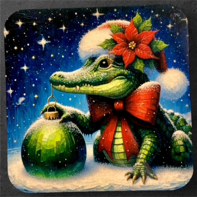 Alligator with Ornament - Magnet