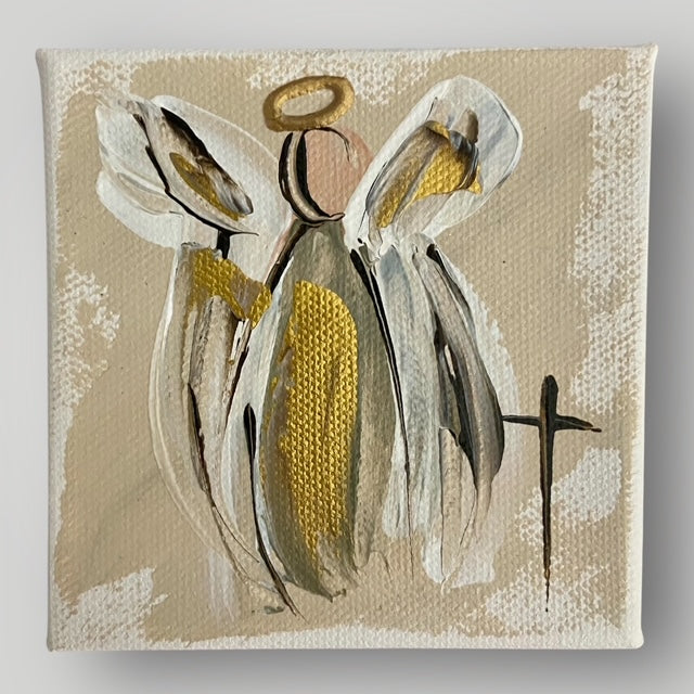 Angel in Beige and Gold - Gospel Art Canvas