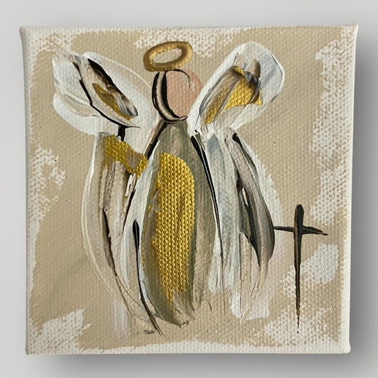 Angel in Beige and Gold - Gospel Art Canvas