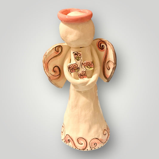 Angel Holding Floral Cross 2 figurine