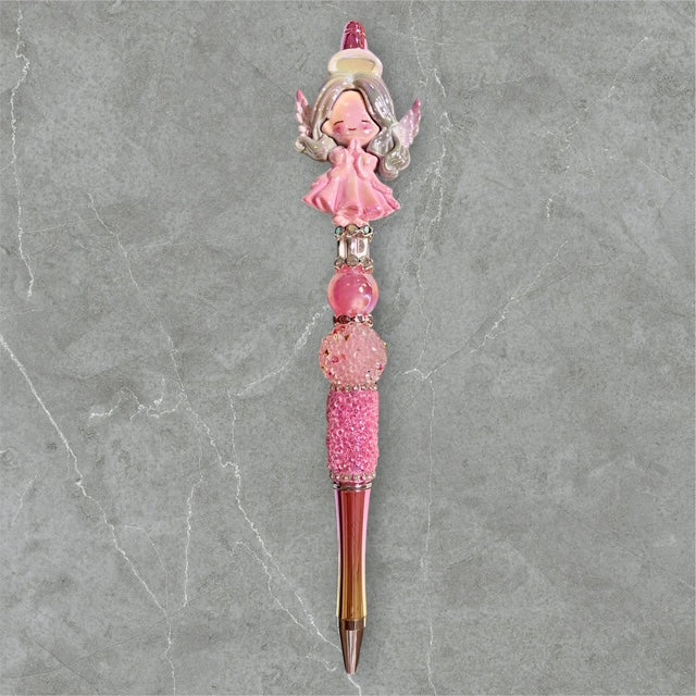 Angel in Shades of Pink and Silver Beaded Pen