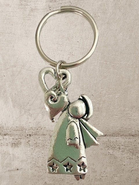 Angel with Hearts - Pewter Keychain - KC-212