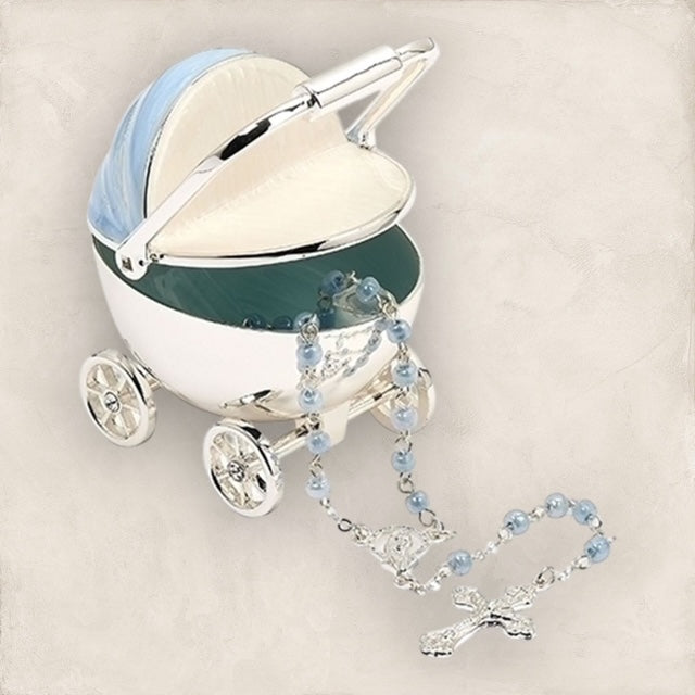 Baby Carriage Rosary Set - Blue