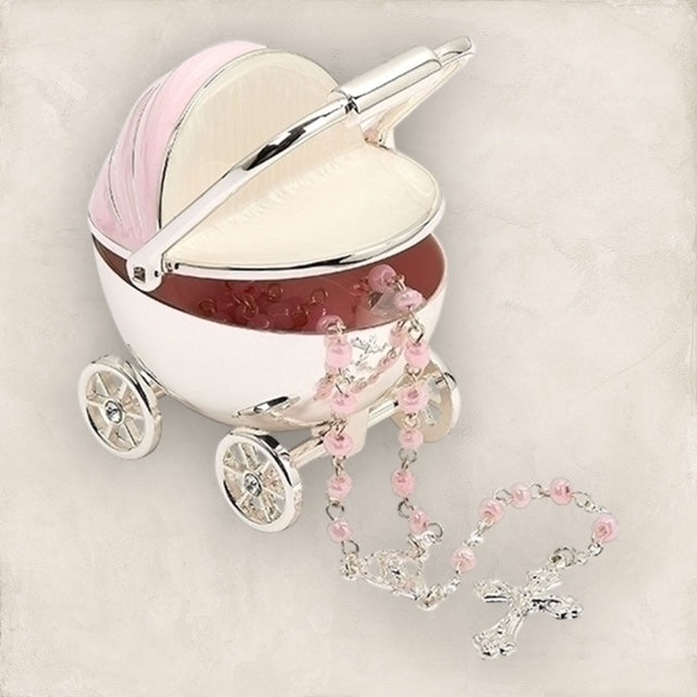 Baby Carriage Rosary Set - Pink