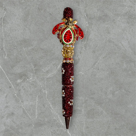 Bee Zesty beaded pen with bee charm and bright yellow beads