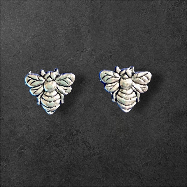 Bee Stud Earrings - Pewter - JER811