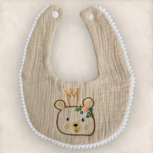 Pom Pom Bib - Crowned Princess Bear