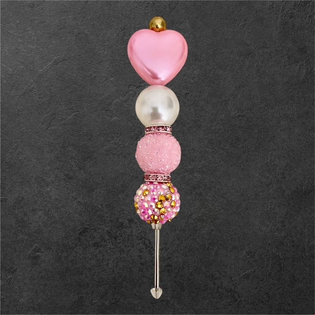 Indoor Plant Buddy Bloom with Love with pink floral beads and heart accents