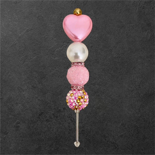 Indoor Plant Buddy Bloom with Love with pink floral beads and heart accents