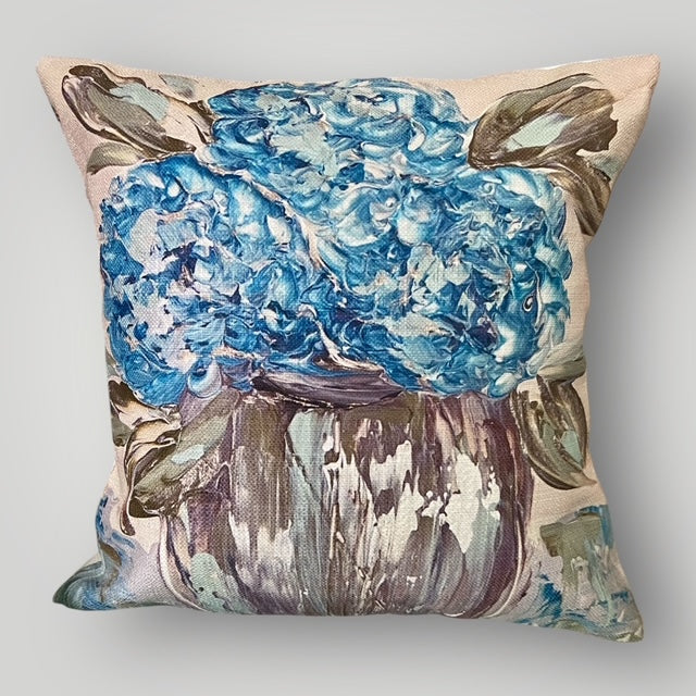Blue Hydrangea Throw Pillow