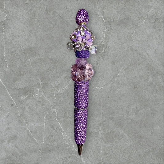 Bows & Bells beaded pen with bow accents and pastel beads