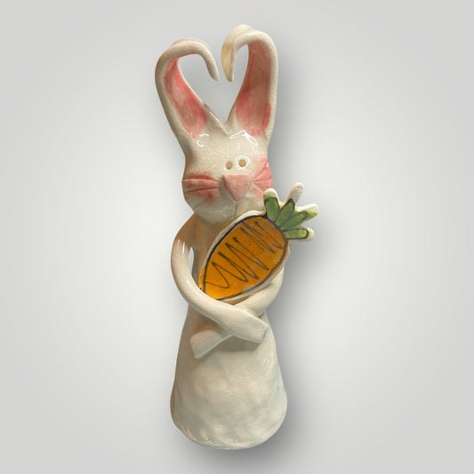 Bunny Holding a Carrot - Figurine - Heartfelt Traditions Pottery