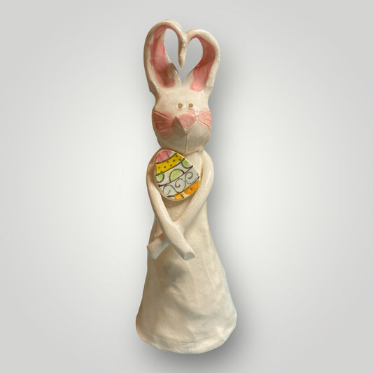 Bunny Holding an Easter Egg - Figurine - Heartfelt Traditions Pottery