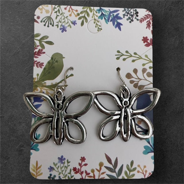 Butterfly Earrings - Pewter - JER-563