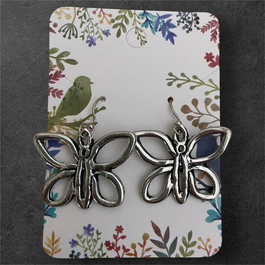 Butterfly Earrings - Pewter - JER-563