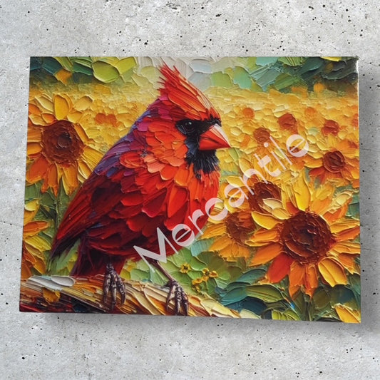 Cardinal Among the Sunflowers - Note Card