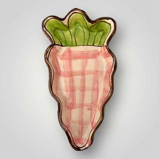 Carrot Tray in Pink Plaid #2 - Heartfelt Traditions Pottery