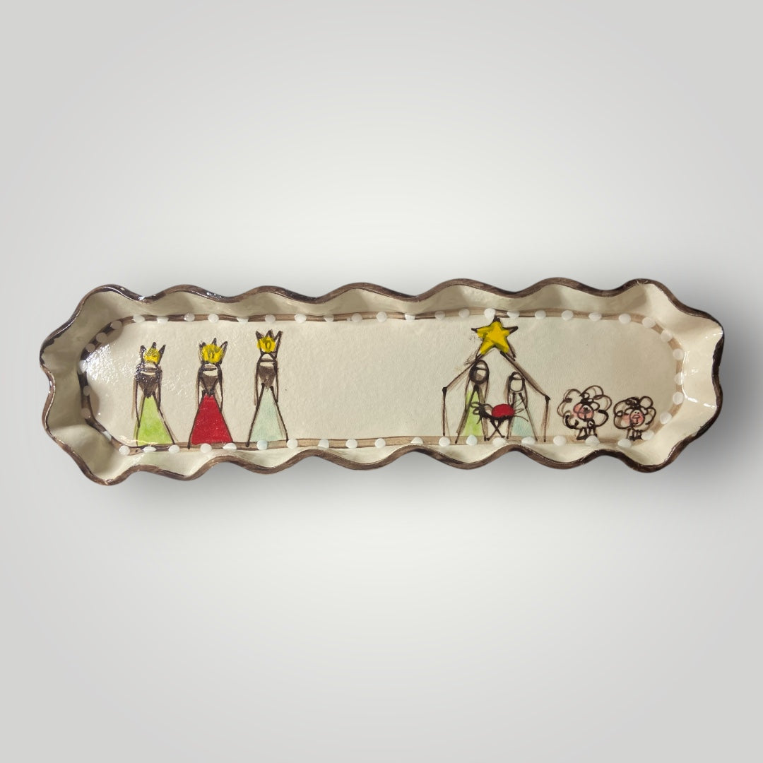 Christmas Cracker Tray - Wisemen Nativity - Heartfelt Traditions Pottery