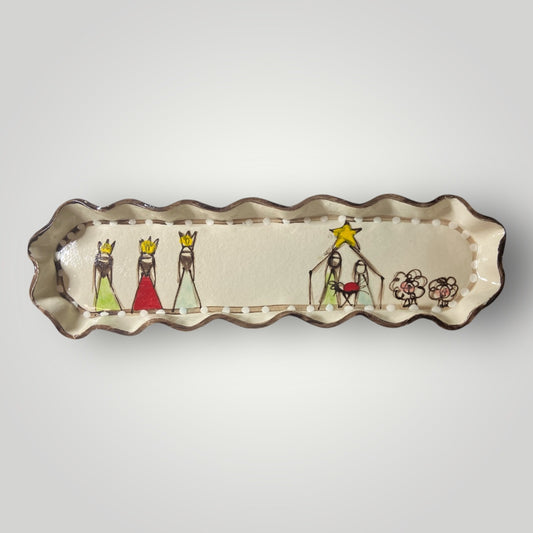 Christmas Cracker Tray - Wisemen Nativity - Heartfelt Traditions Pottery