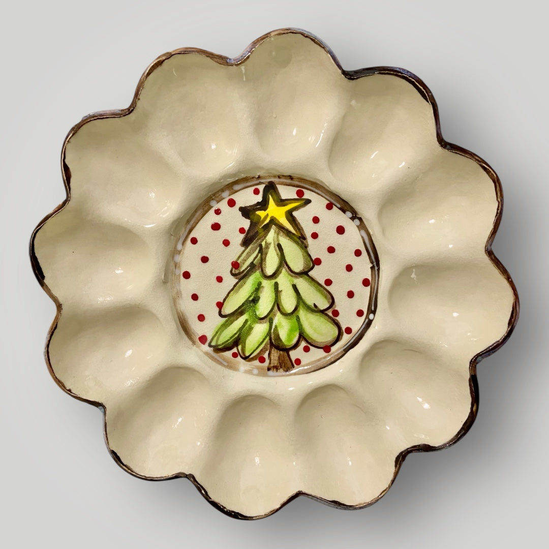 Christmas Egg Tray - Christmas Tree - Heartfelt Traditions Pottery