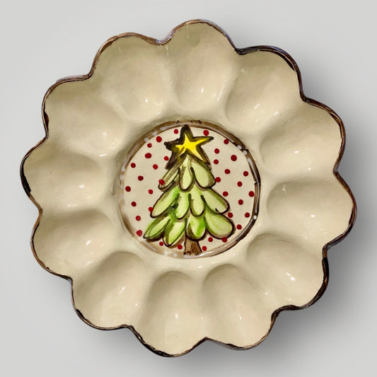 Christmas Egg Tray - Christmas Tree - Heartfelt Traditions Pottery