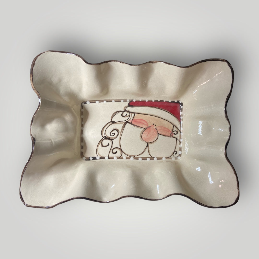 Christmas Medium Baking Dish - Santa - Heartfelt Traditions Pottery