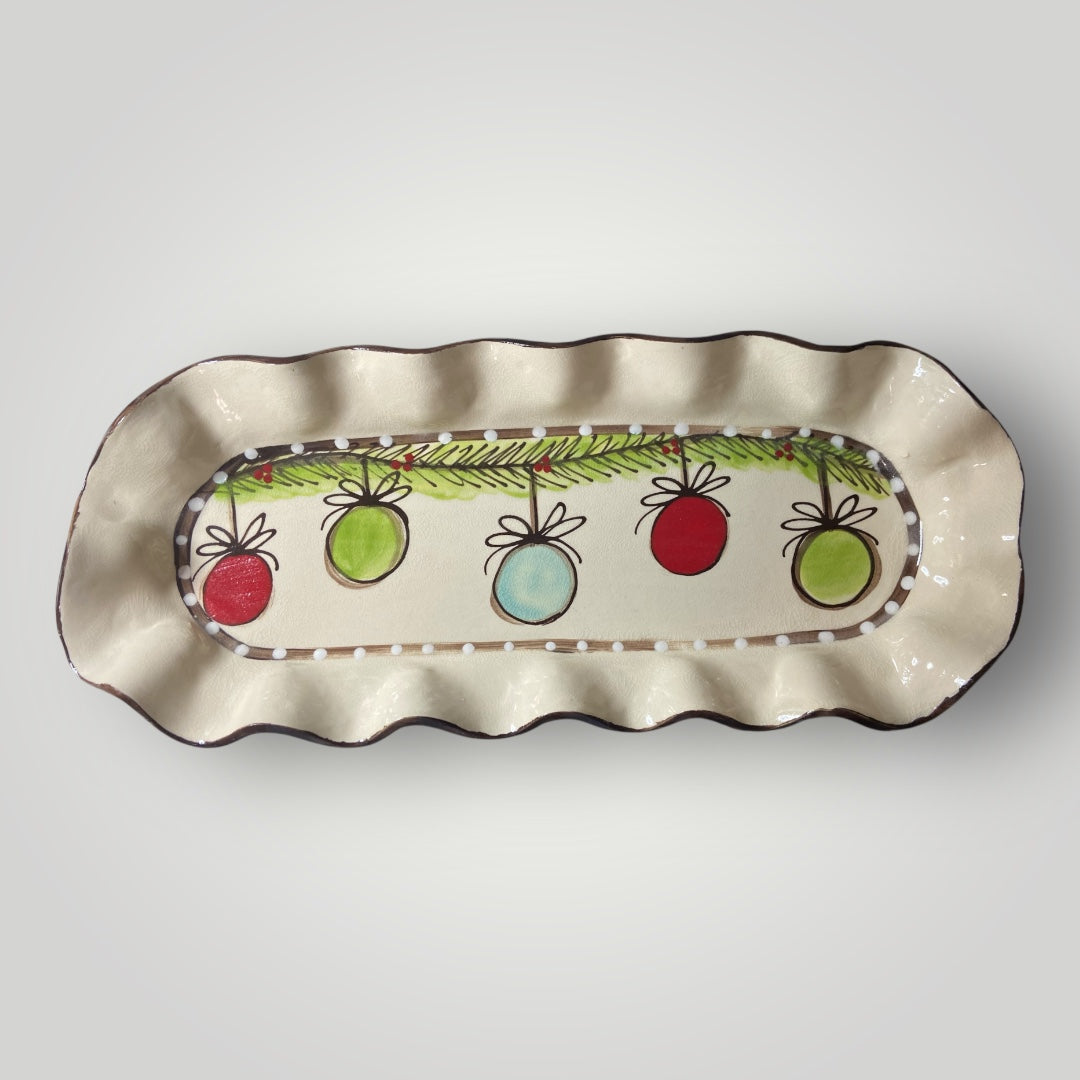 Christmas Oblong Tray - Ornaments - Heartfelt Traditions Pottery