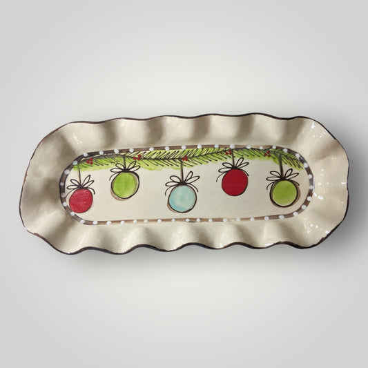 Christmas Oblong Tray - Ornaments - Heartfelt Traditions Pottery