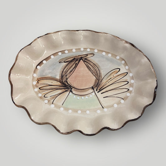 Christmas Oval Ruffle Bowl - Angel - Heartfelt Traditions Pottery