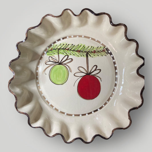 Christmas Round Serving Bowl - Ornaments - Heartfelt Traditions Pottery