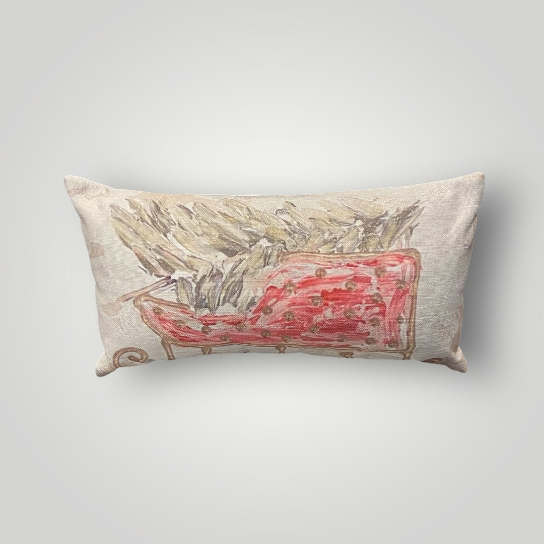 Christmas Sleigh with Tree Lumbar Pillow