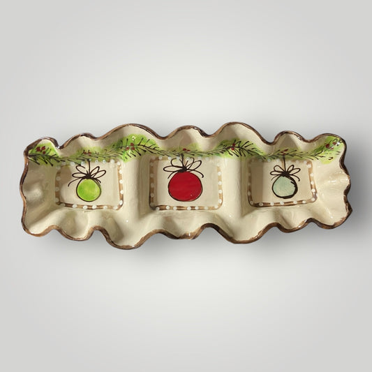 Christmas Triple Divided Tray Small - Ornaments - Heartfelt Traditions Pottery
