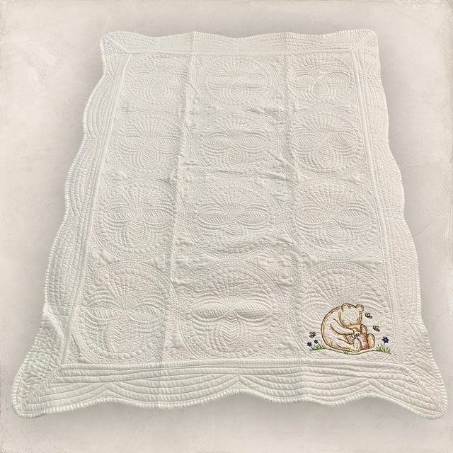 Classic Pooh - Hunny Bear and Bees Heirloom Quilt Set in Blue - (3 pcs)