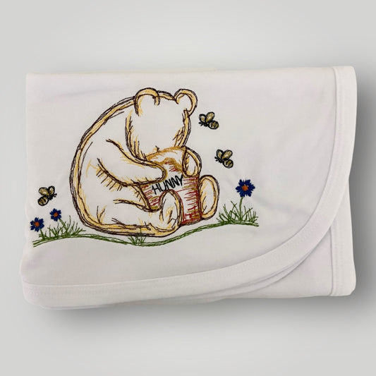 Classic Pooh - Hunny & Bees Receiving Blanket
