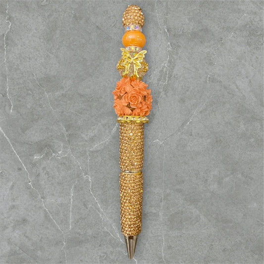 Coral Flutter Beaded Pen