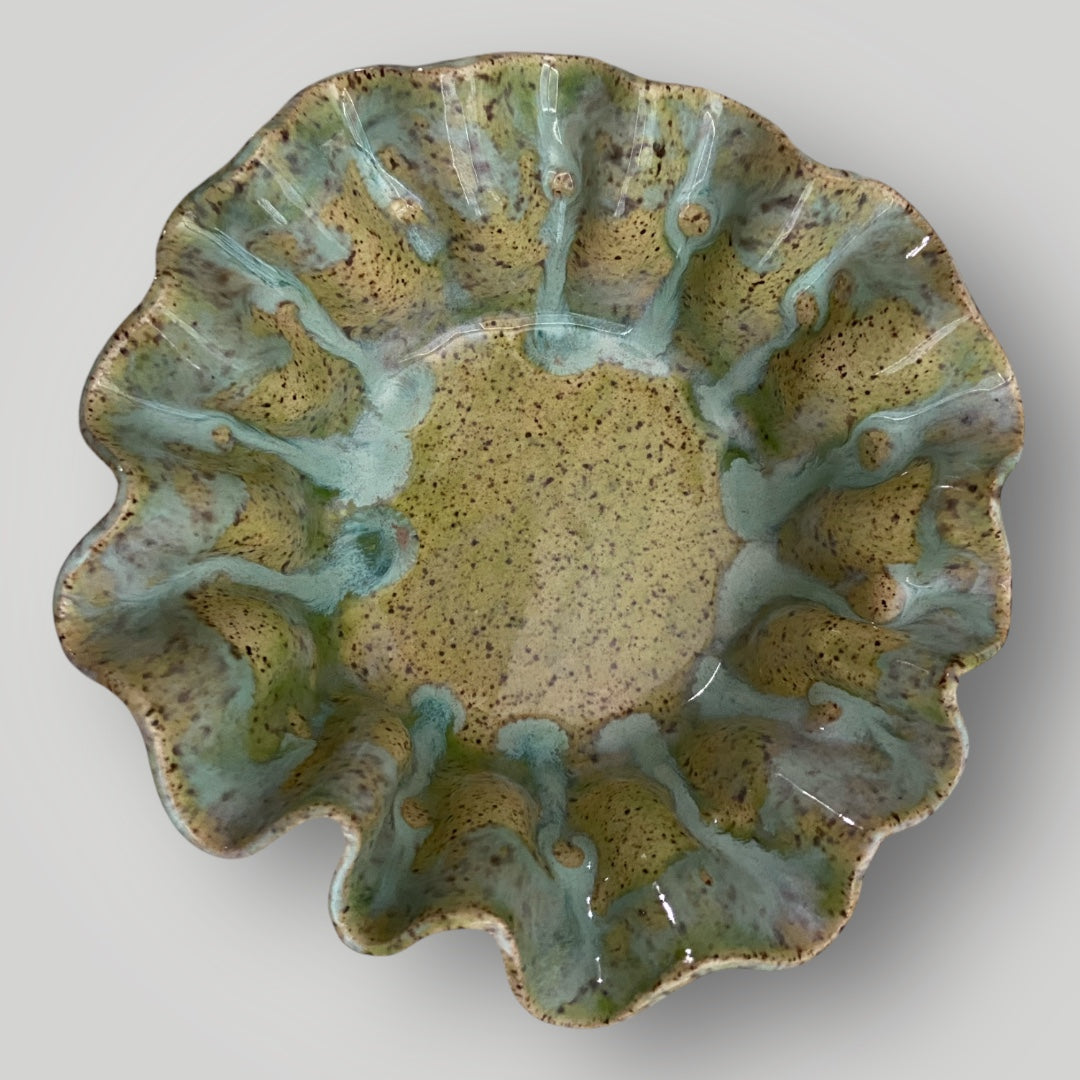 Dip Bowl - Lime Teal Drip - Heartfelt Traditions Pottery